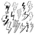 Electrify Your Designs With Lightning Icons Set. Dynamic Collection Featuring Linear Striking Bolts And Flashes