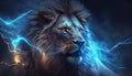 electric lion 3d art