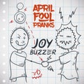 Electrifying Hand Shake with Joy Buzzer for April Fools' Day, Vector Illustration