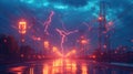 Electrifying Power: A Dynamic AI-Generated Image with Lightning Effects Conveying Energy and Movement