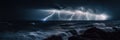 An electrifying lightning storm over a dark ocean, with the bolts of lightning illuminating the churning waves, concept