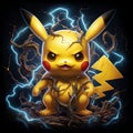 Electrifying Moment With Pikachu Surrounded by Dynamic Lightning Sparks