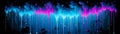 Ultra-Wide Background of Neon Rain over Bare Trees (Generative AI)
