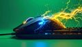 Electrifying Power of a Pro Gaming Mouse on a Keyboard Royalty Free Stock Photo
