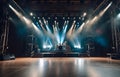 An electrifying scene featuring an empty stage for a rock concert, for an epic and energetic performance Royalty Free Stock Photo