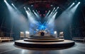 An electrifying scene featuring an empty stage for a rock concert, for an epic and energetic performance Royalty Free Stock Photo