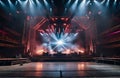 An electrifying scene featuring an empty stage for a rock concert, for an epic and energetic performance Royalty Free Stock Photo