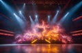 An electrifying scene featuring an empty stage for a rock concert, for an epic and energetic performance Royalty Free Stock Photo