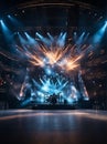 An electrifying scene featuring an empty stage for a rock concert, for an epic and energetic performance Royalty Free Stock Photo