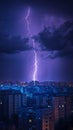 Electrifying view Lightning storm creates a dramatic scene over the city