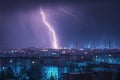 Electrifying view Lightning storm creates a dramatic scene over the city