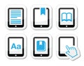 E-book reader, e-reader icons set Royalty Free Stock Photo