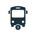 Electro Bus Silhouette Black Icon. Electronic Ecology Symbol. Electric Shuttle Pictogram. Alternative Eco Hybrid Royalty Free Stock Photo