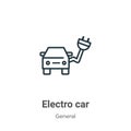 Electro car outline vector icon. Thin line black electro car icon, flat vector simple element illustration from editable general Royalty Free Stock Photo