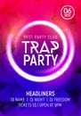 Electro dance trap party music night poster template. Electro style concert disco club party event invitation