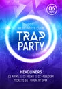 Electro dance trap party music night poster template. Electro style concert disco club party event invitation