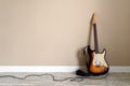 Electro guitar with cable Royalty Free Stock Photo