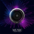 Electro music poster with speaker and abstract lines