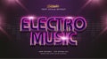 Electro Music Text in Colorful Gradient with Glowing Effect and Futuristic Style