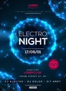 Electro night party poster template Royalty Free Stock Photo