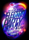 Electro party neon style poster design