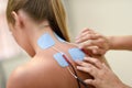 Electro stimulation in physical therapy to a young woman Royalty Free Stock Photo