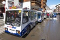 Electro taxis wait for passengers in Zermatt, Switzerland