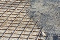 Electro-welded wire mesh for reinforcing concrete screeds in a construction site Royalty Free Stock Photo