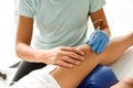 Electroacupuncture dry with needle on female knee Royalty Free Stock Photo