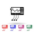 Electrocardiogram device and heart pulse on screen multi color icon. Simple glyph, flat of medecine icons for ui and ux,