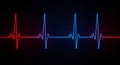 Electrocardiogram (ECG) illustration with a dark background. The waveform features Royalty Free Stock Photo