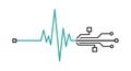 Of an electrocardiogram ECG waveform transitions into circuit Royalty Free Stock Photo