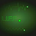Electrocardiogram, heart impulse signals, signal indicating life with grid and impulse waves. Concept of life, medical recovery