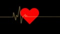 Electrocardiogram. Heartbeat waves on red heart over black background.Symbol of medical cardiovascular health care problems due t Royalty Free Stock Photo