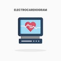 Electrocardiogram icon flat.