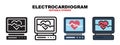 Electrocardiogram icon set with different styles
