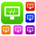 Electrocardiogram monitor set collection Royalty Free Stock Photo