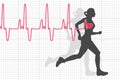 Electrocardiogram and running woman, vector