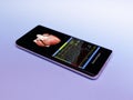 Electrocardiogram smart phone, mobile phone isolated, medical concept, Monitoring the status of cardiogram on modern smartphone