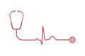 Electrocardiogram with stethoscope. Healthy heart concept. Normal heart beat line.