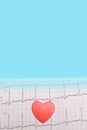 Electrocardiography ECG. Heart lies on the cardiogram. Place for your text. Caring for the health of the heart. Copy