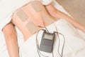 Electrodes of tens device on back muscle Royalty Free Stock Photo