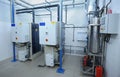 Electrolysis units set in a hall of the disinfecting hall at the pumping station