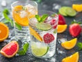 Electrolyte water is water that has been infused with fruits and berries in glass