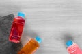 Electrolytes in plastic bottle. Fitness drink for hydro balance Royalty Free Stock Photo