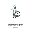 Electromagnet outline vector icon. Thin line black electromagnet icon, flat vector simple element illustration from editable Royalty Free Stock Photo