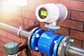 Electromagnetic flowmeter detector Royalty Free Stock Photo