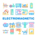 Electromagnetic Science Physics Icons Set Vector