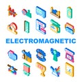 Electromagnetic Science Physics Icons Set Vector