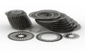 Electromagnetic sheets for stator and rotor, 3D rendering isolated on white background